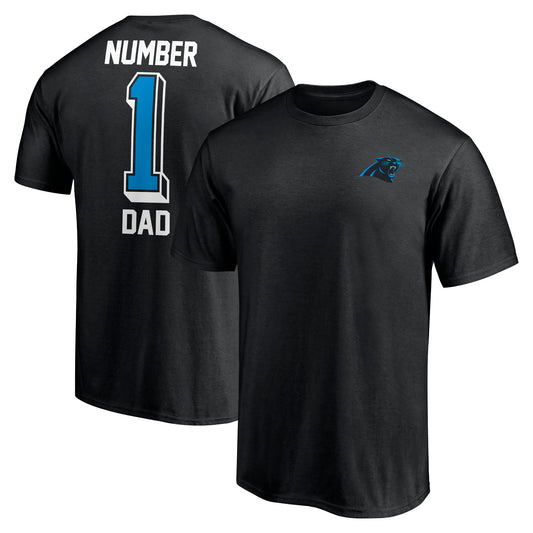 Men's Fanatics Black Carolina Panthers #1 Dad T-Shirt