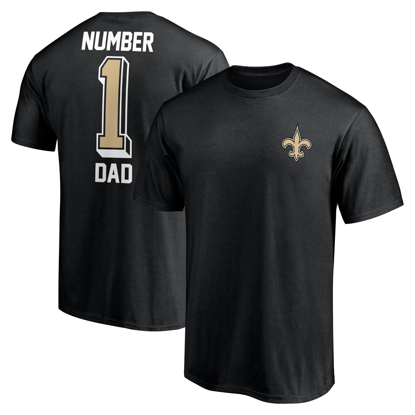 Men's Fanatics Black New Orleans Saints #1 Dad T-Shirt