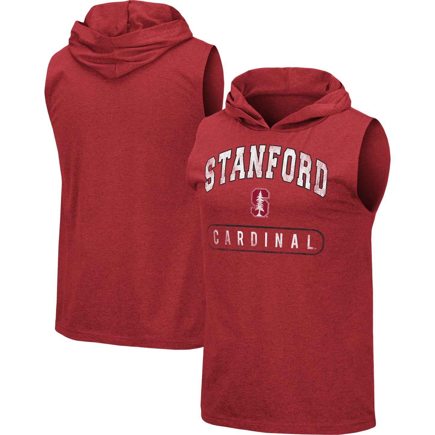 Men's Colosseum Heathered Cardinal Stanford Cardinal Varsity Hoodie Tank Top