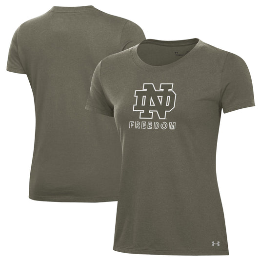 Women's Under Armour Olive Notre Dame Fighting Irish Freedom Performance T-Shirt