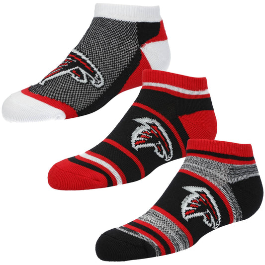 Youth For Bare Feet Atlanta Falcons 3-Pack Cash Ankle Socks