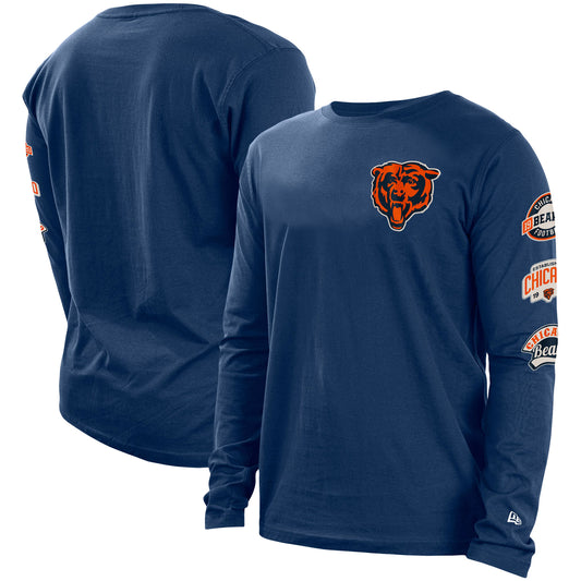 Men's New Era Navy Chicago Bears Hype 2-Hit Long Sleeve T-Shirt