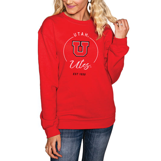 Women's Red Utah Utes For the Home Team Pullover Sweatshirt