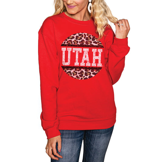 Women's Red Utah Utes Scoop & Score Pullover Sweatshirt