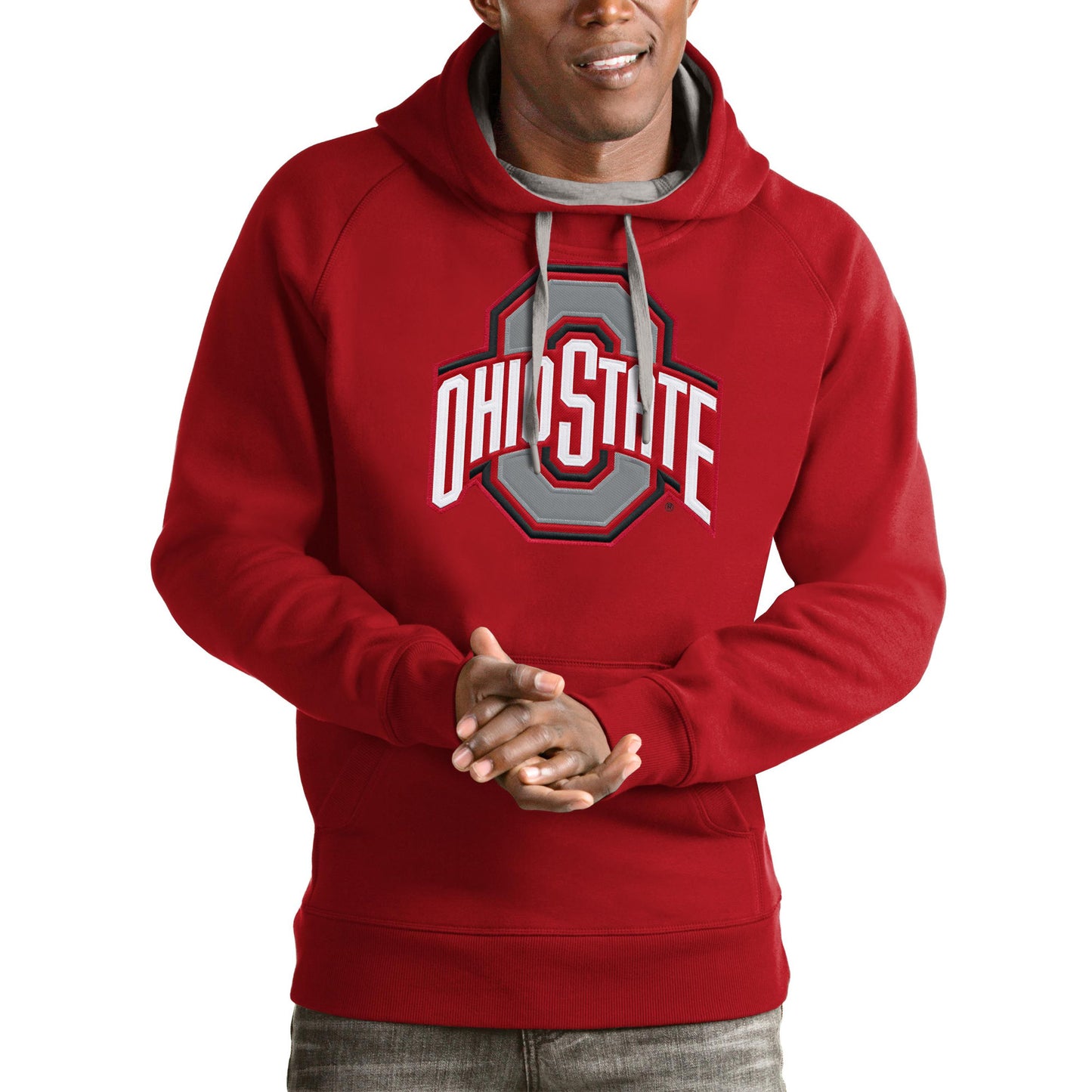 Men's Antigua Scarlet Ohio State Buckeyes Victory Pullover Hoodie