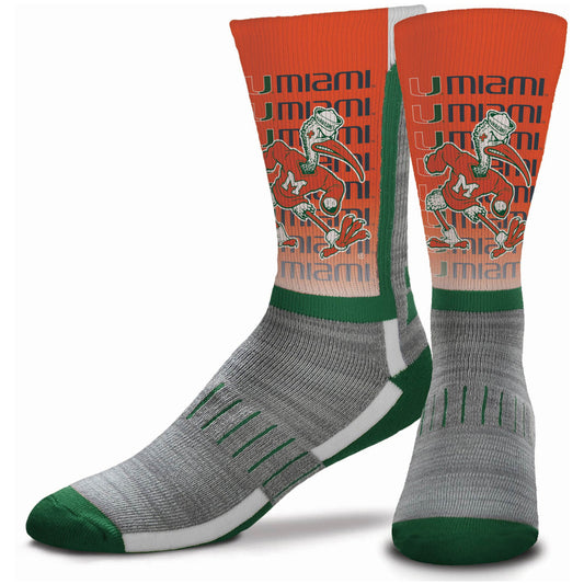 Youth For Bare Feet Miami Hurricanes Mascot V-Curve Crew Socks