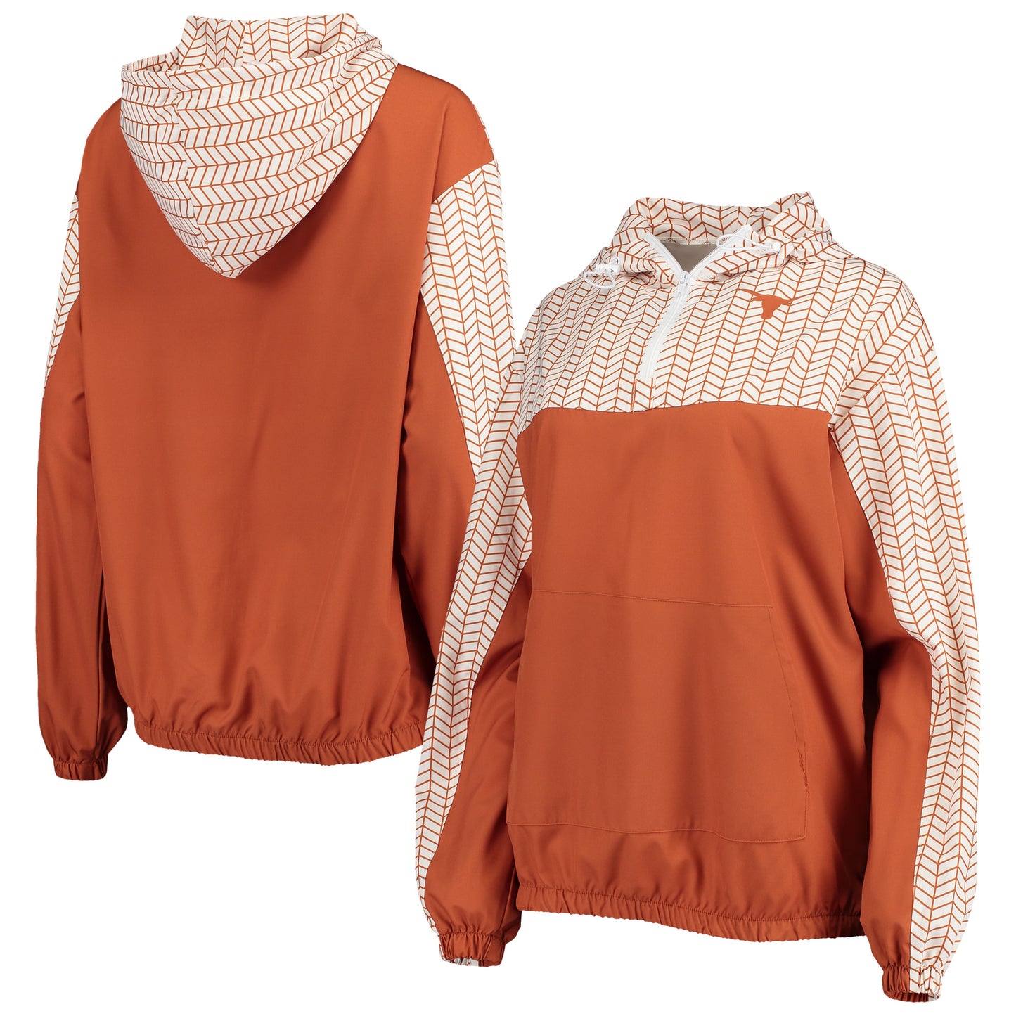 Women's ZooZatz Texas Orange Texas Longhorns Chevron Swishy Quarter-Zip Hoodie Jacket