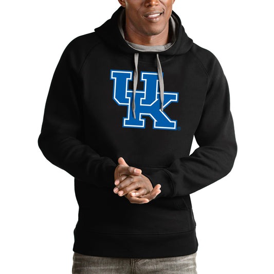 Men's Antigua Black Kentucky Wildcats Victory Pullover Hoodie