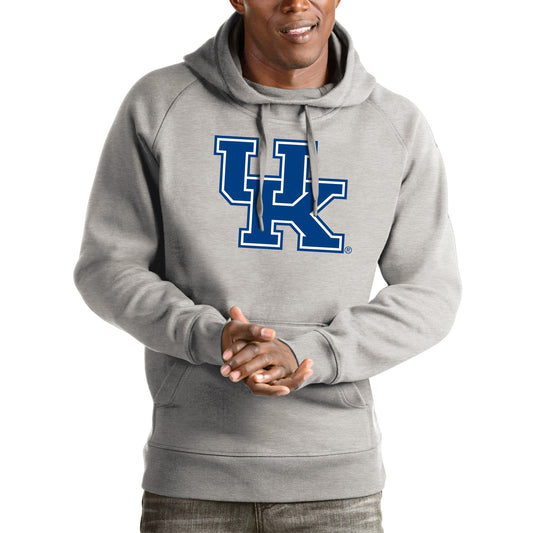 Men's Antigua Heathered Gray Kentucky Wildcats Victory Pullover Hoodie