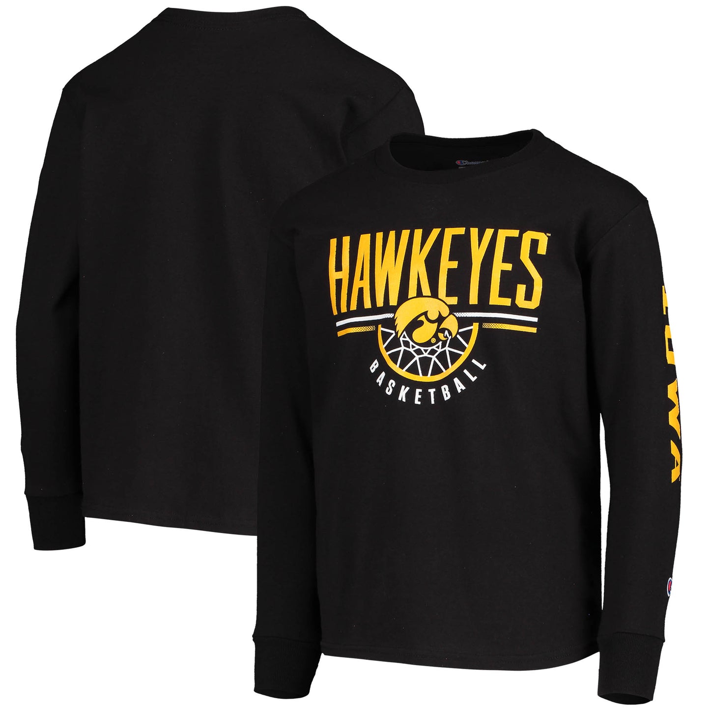 Youth Champion Black Iowa Hawkeyes Basketball Long Sleeve T-Shirt