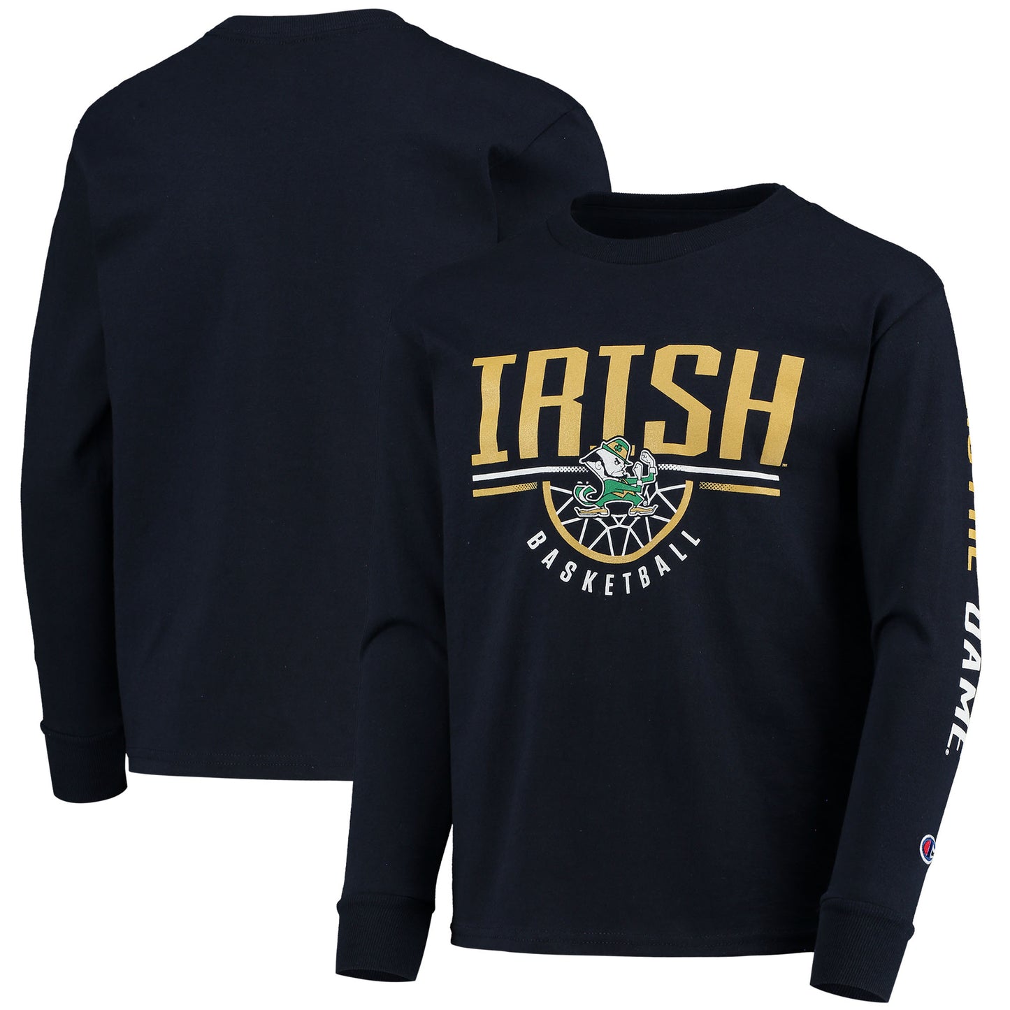 Youth Champion Navy Notre Dame Fighting Irish Basketball Long Sleeve T-Shirt