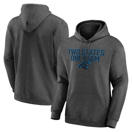 Men's Heathered Charcoal Carolina Panthers Victory Earned Pullover Hoodie
