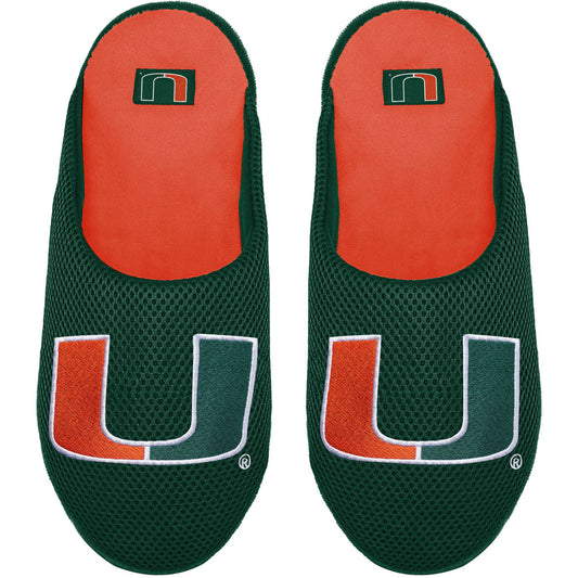 Youth FOCO Miami Hurricanes Big Logo Colorblock Mesh Slippers