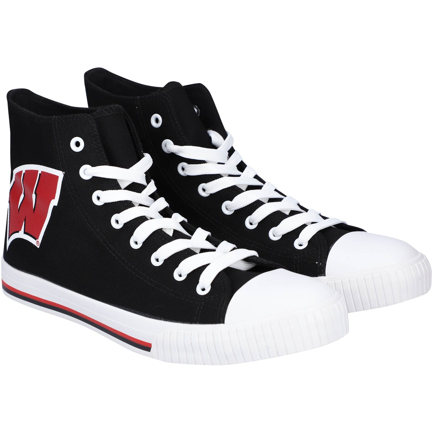 Men's FOCO Wisconsin Badgers Big Logo High Top Canvas Shoes