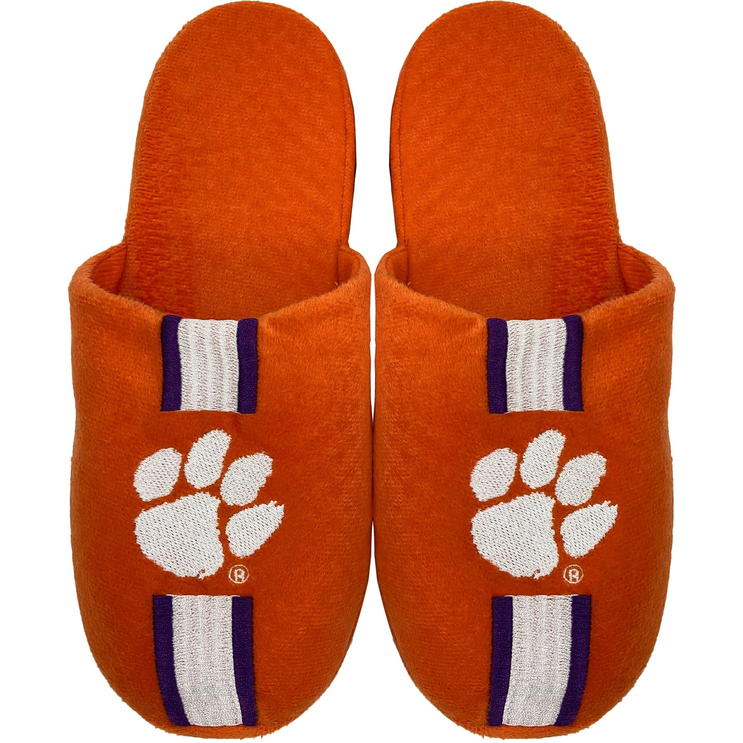 Men's FOCO Clemson Tigers Striped Team Slippers