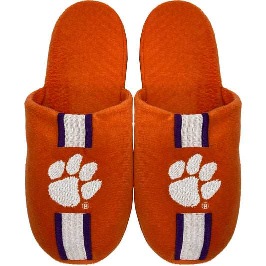 Men's FOCO Clemson Tigers Striped Team Slippers