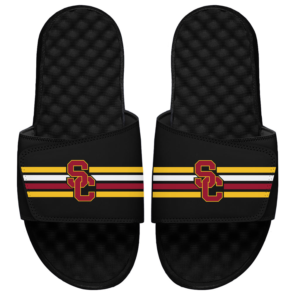 Men's ISlide Black USC Trojans Varsity Stripes Slide Sandals