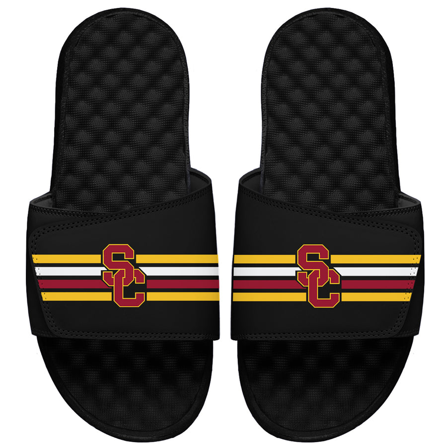 Men's ISlide Black USC Trojans Varsity Stripes Slide Sandals