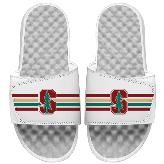 Men's ISlide White Stanford Cardinal Varsity Stripes Slide Sandals