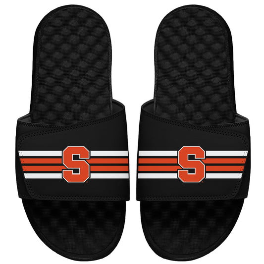 Men's ISlide Black Syracuse Orange Varsity Stripes Slide Sandals