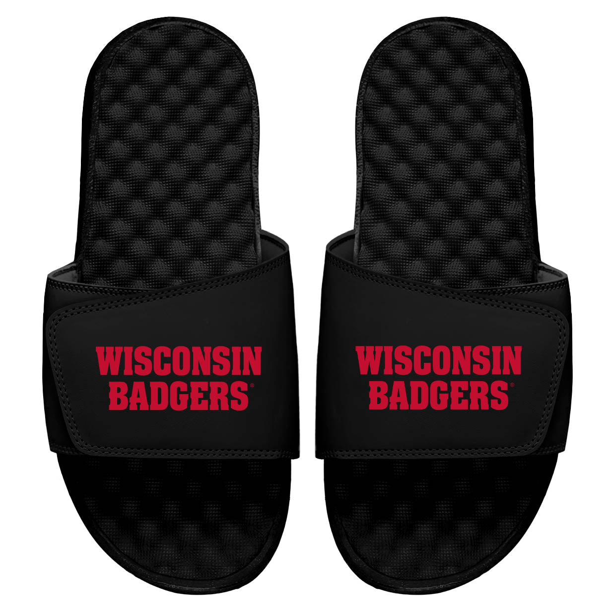 Men's ISlide Black Wisconsin Badgers Wordmark Slide Sandals