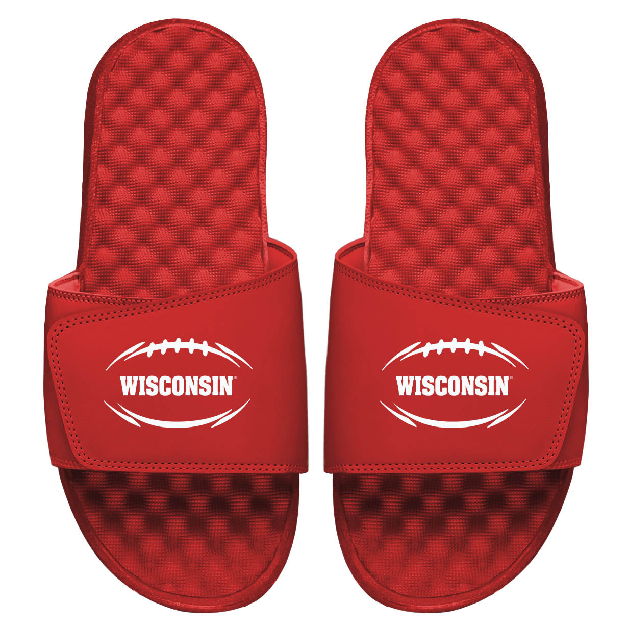 Men's ISlide Red Wisconsin Badgers Football Logo Slide Sandals