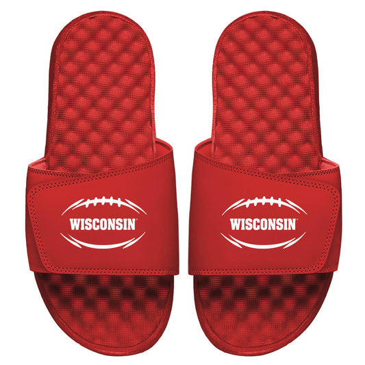 Men's ISlide Red Wisconsin Badgers Football Logo Slide Sandals