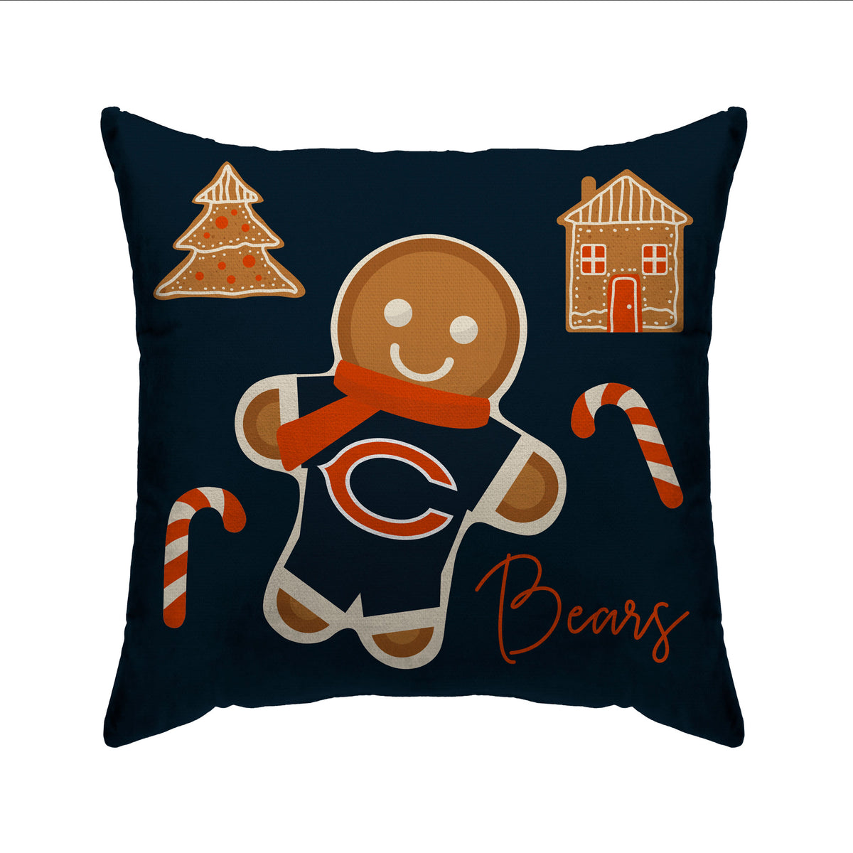 Chicago Bears Gingerbread Holiday 20'' x 20'' Pillow Cover