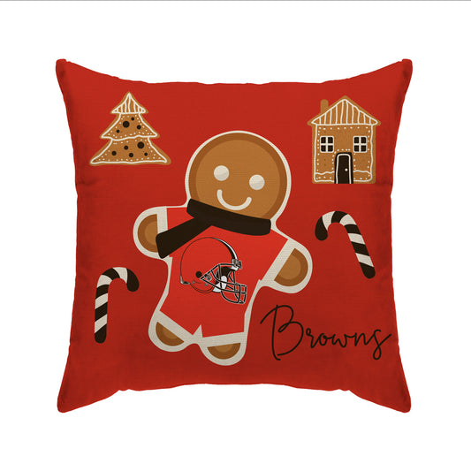 Cleveland Browns Gingerbread Holiday 20'' x 20'' Pillow Cover