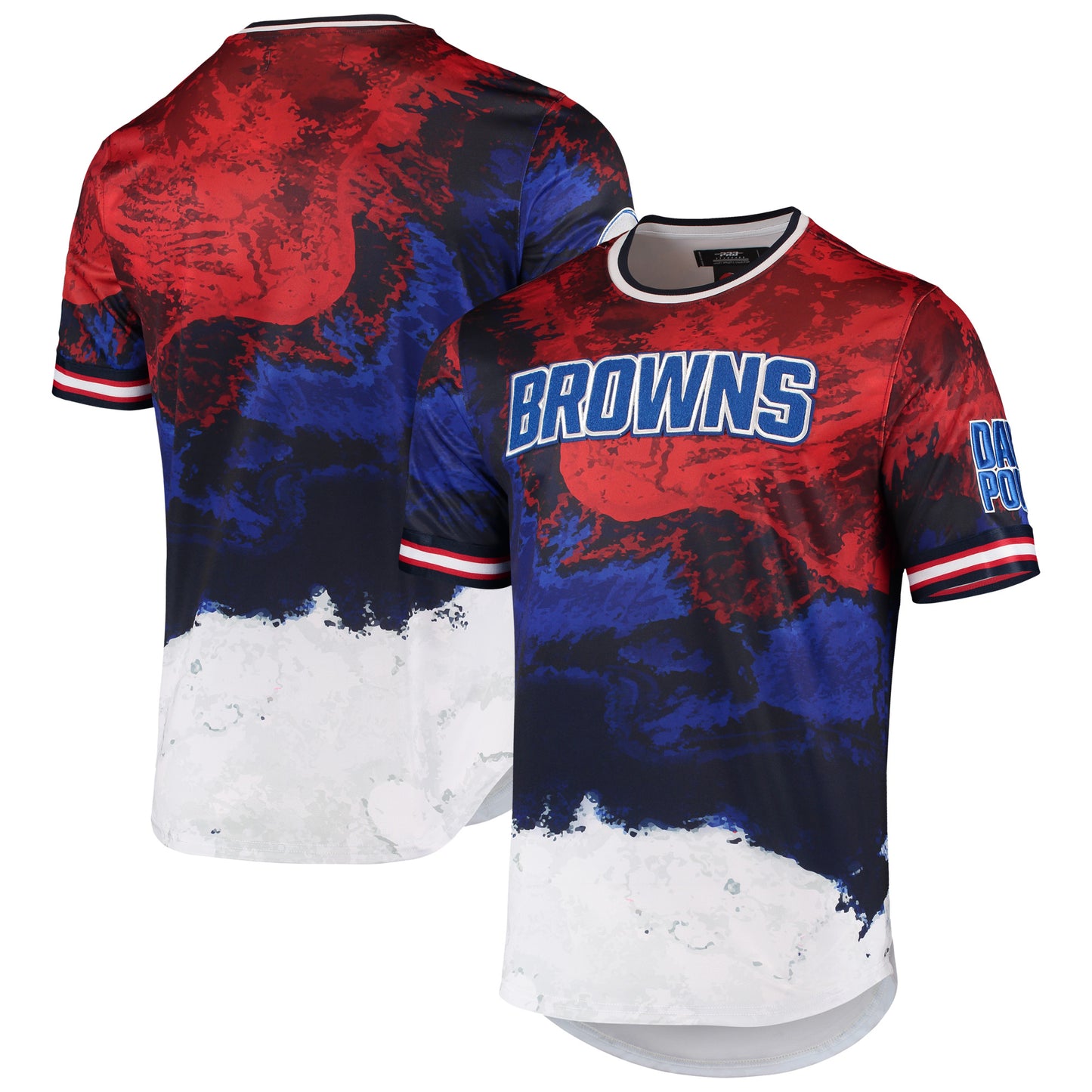 Men's Pro Standard Navy/Red Cleveland Browns Americana Dip-Dye T-Shirt