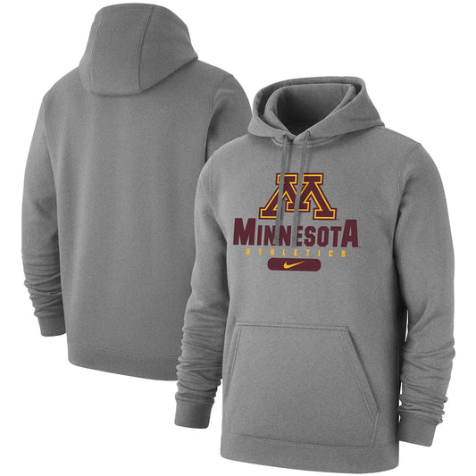 Men's Nike Heathered Gray Minnesota Golden Gophers Big & Tall Club Stack Fleece Pullover Hoodie