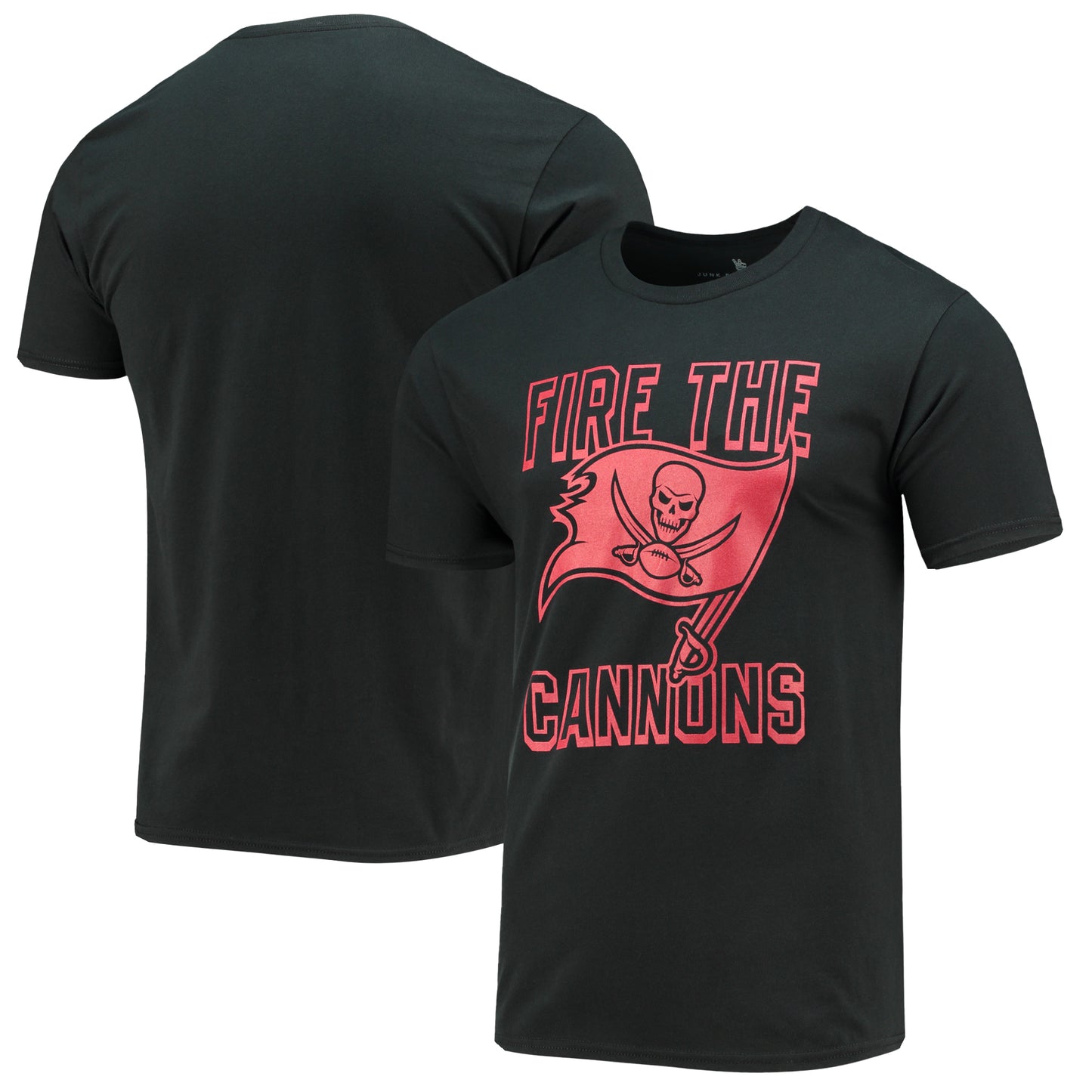 Fire The Cannons Men's Junk Food Black Tampa Bay Buccaneers Team T-Shirt