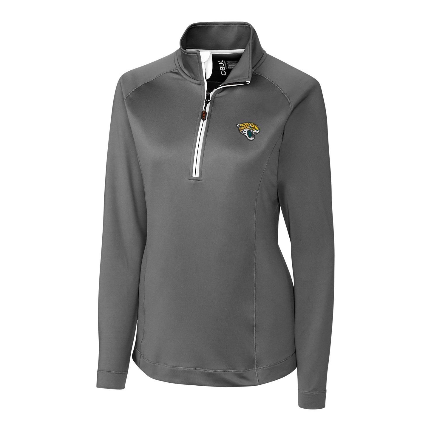 Women's Cutter & Buck Gray Jacksonville Jaguars Jackson Half-Zip Overknit Pullover Jacket