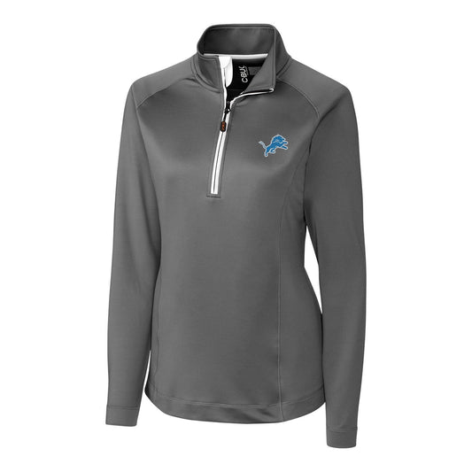 Women's Cutter & Buck Gray Detroit Lions Jackson Half-Zip Overknit Pullover Jacket
