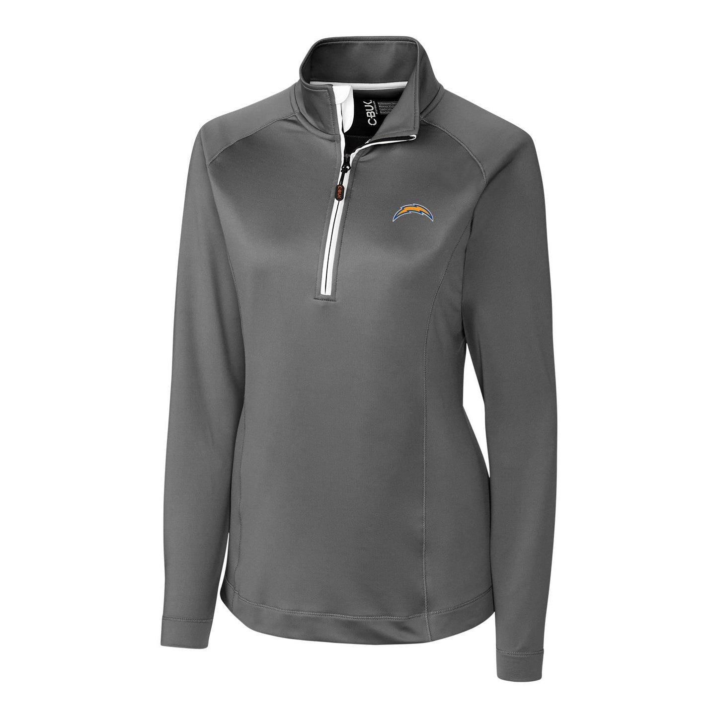 Women's Cutter & Buck Gray Los Angeles Chargers Jackson Half-Zip Overknit Pullover Jacket