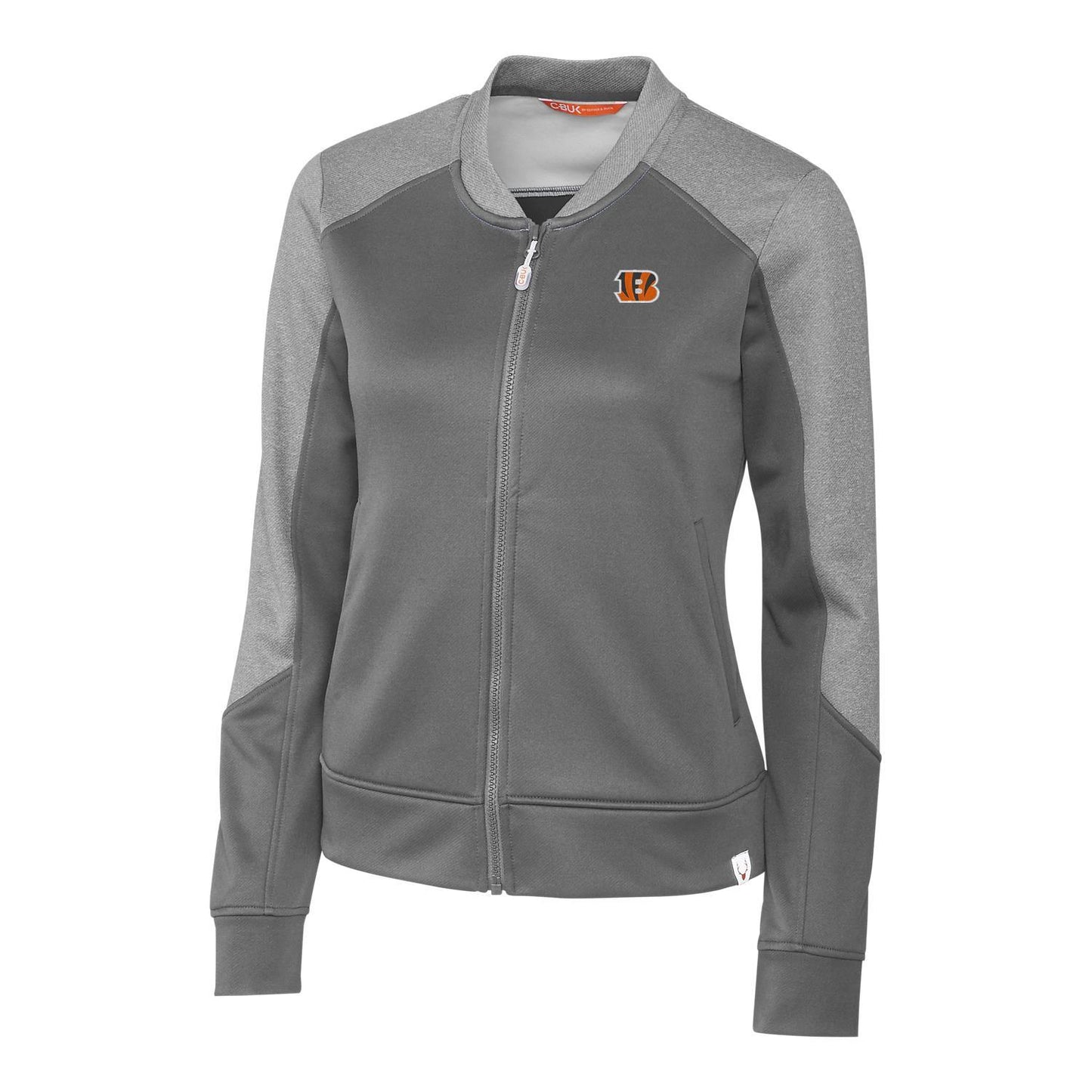 Women's Cutter & Buck Gray Cincinnati Bengals Pop Fly Full-Zip Jacket