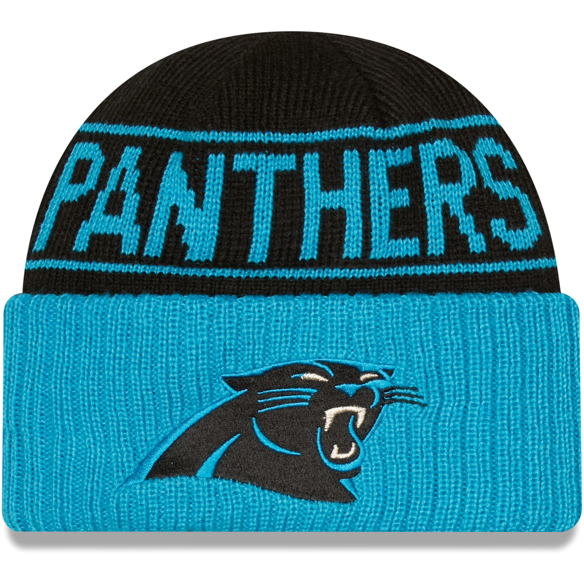Men's New Era Black/Blue Carolina Panthers Reversible Cuffed Knit Hat