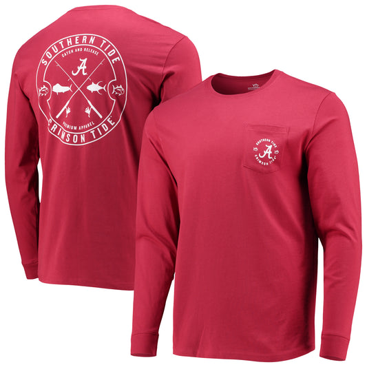 Men's Southern Tide Crimson Alabama Crimson Tide Catch and Release Long Sleeve T-Shirt