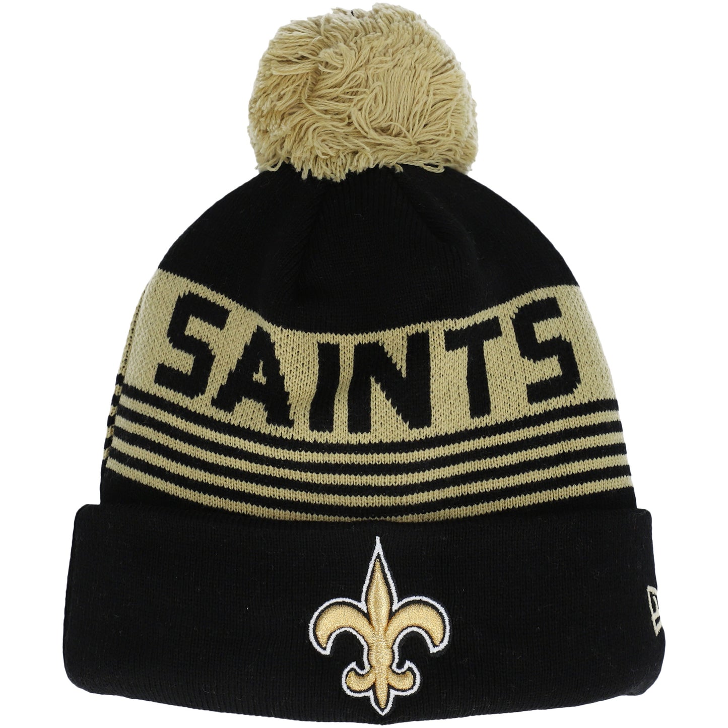 Youth New Era Black New Orleans Saints Proof Cuffed Knit Hat with Pom