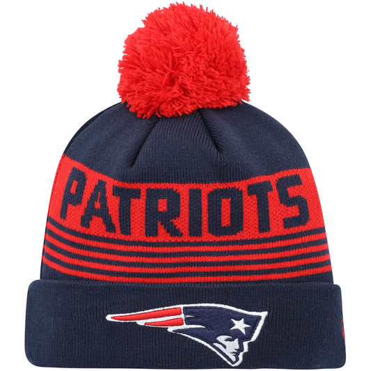 Youth New Era Navy New England Patriots Proof Cuffed Knit Hat with Pom