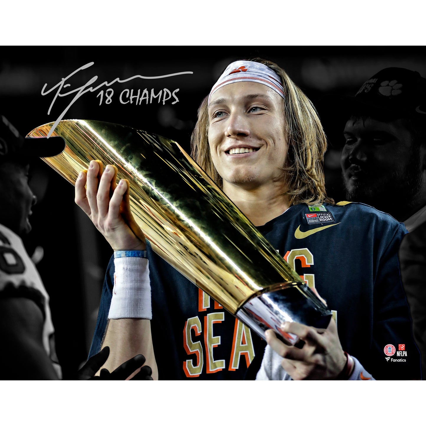 Trevor Lawrence Clemson Tigers Autographed 11" x 14" 2018 College Football Playoff National Championship Spotlight Photograph with "18 Champs" Inscription