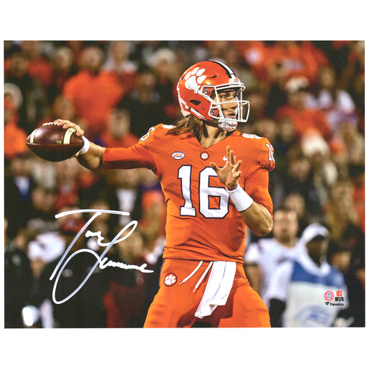 Trevor Lawrence Clemson Tigers Autographed 8" x 10" Orange Jersey Throwing Photograph