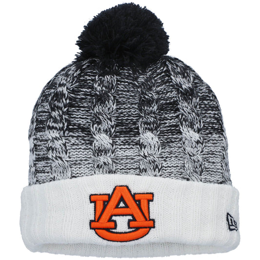 Girls Youth New Era Navy Auburn Tigers Fade Cuffed Pom Knit Hat