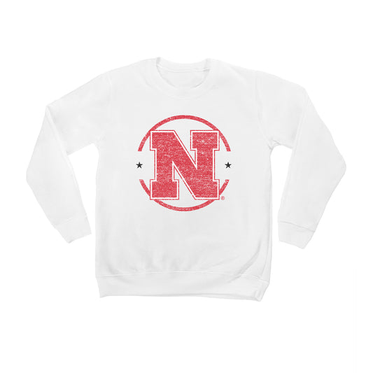 Youth White Nebraska Huskers End Zone Pullover Sweatshirt