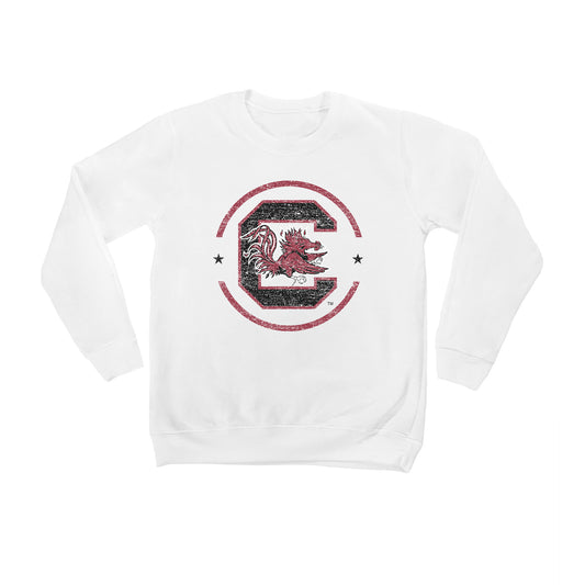 Youth White South Carolina Gamecocks End Zone Pullover Sweatshirt