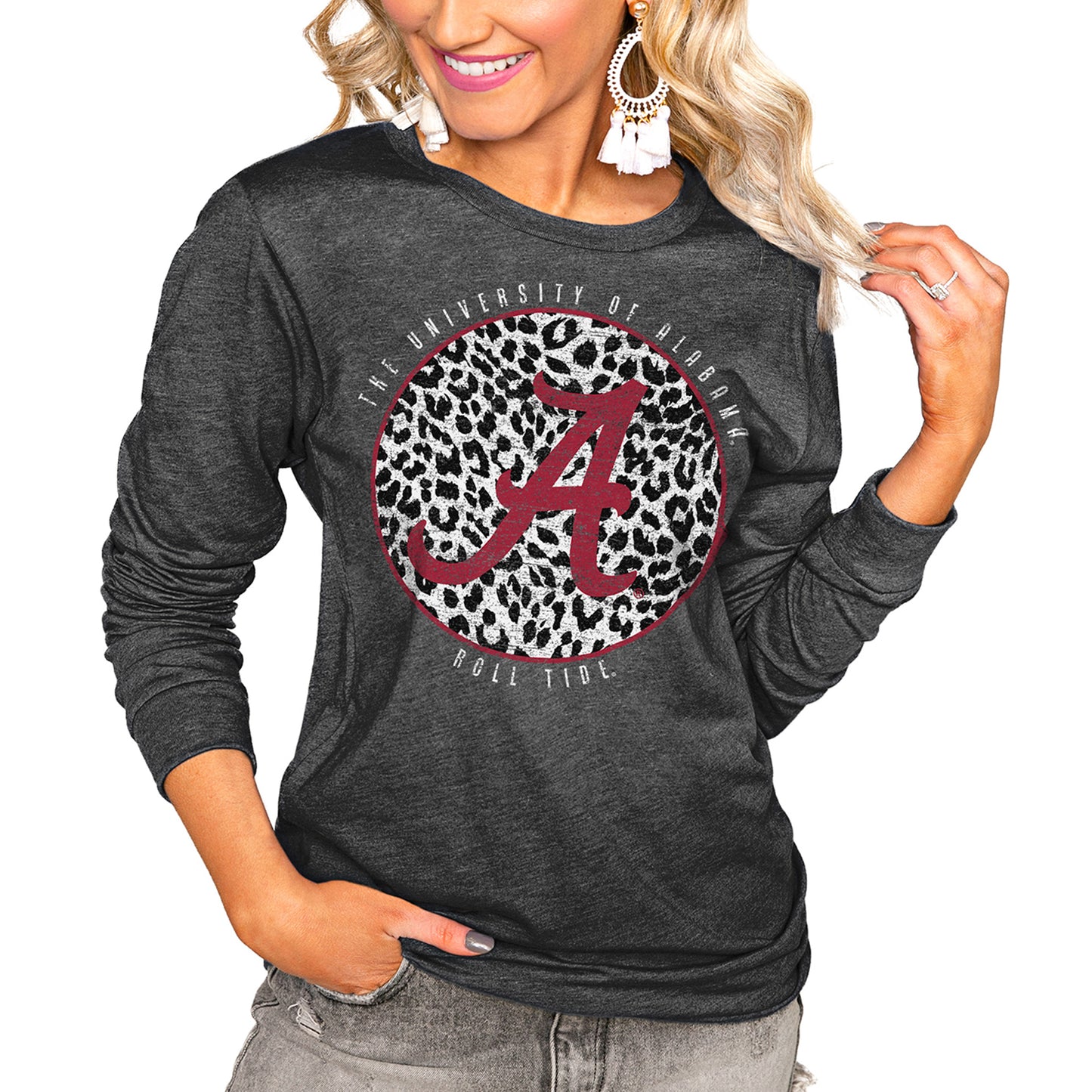 Women's Charcoal Alabama Crimson Tide Call the Shots Oversized Long Sleeve T-Shirt