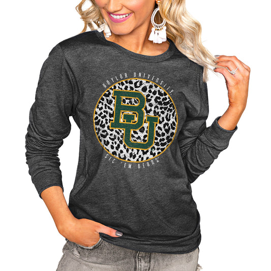 Women's Charcoal Baylor Bears Call the Shots Oversized Long Sleeve T-Shirt