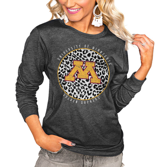 Women's Charcoal Minnesota Golden Gophers Call the Shots Oversized Long Sleeve T-Shirt