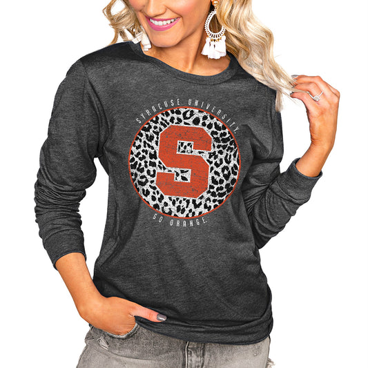 Women's Charcoal Syracuse Orange Call the Shots Oversized Long Sleeve T-Shirt