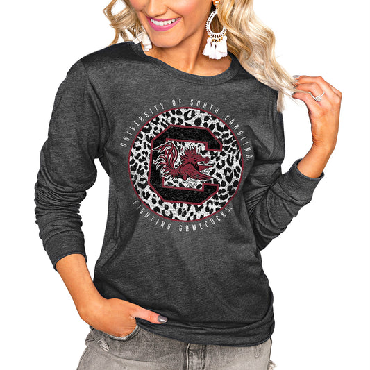 Women's Charcoal South Carolina Gamecocks Call the Shots Oversized Long Sleeve T-Shirt